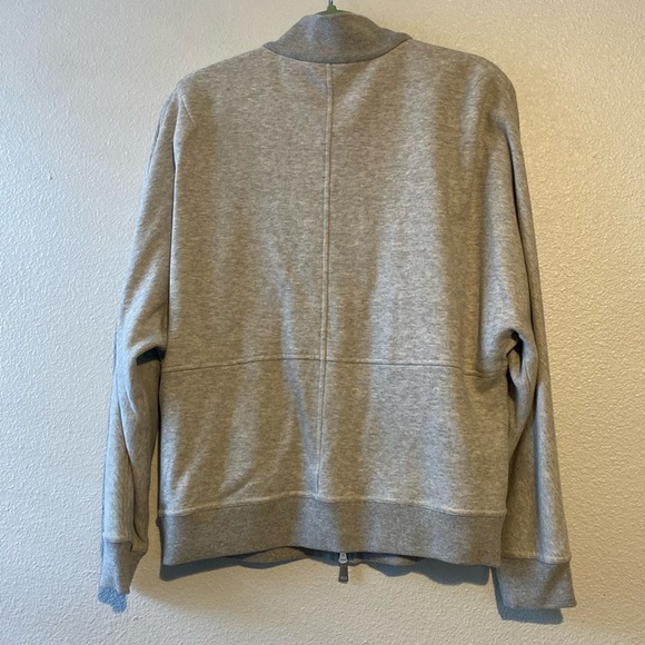 St. John Size Small French Terry Cotton Silk Trim Gray Full Zip Jacket Casual - Picture 3 of 4